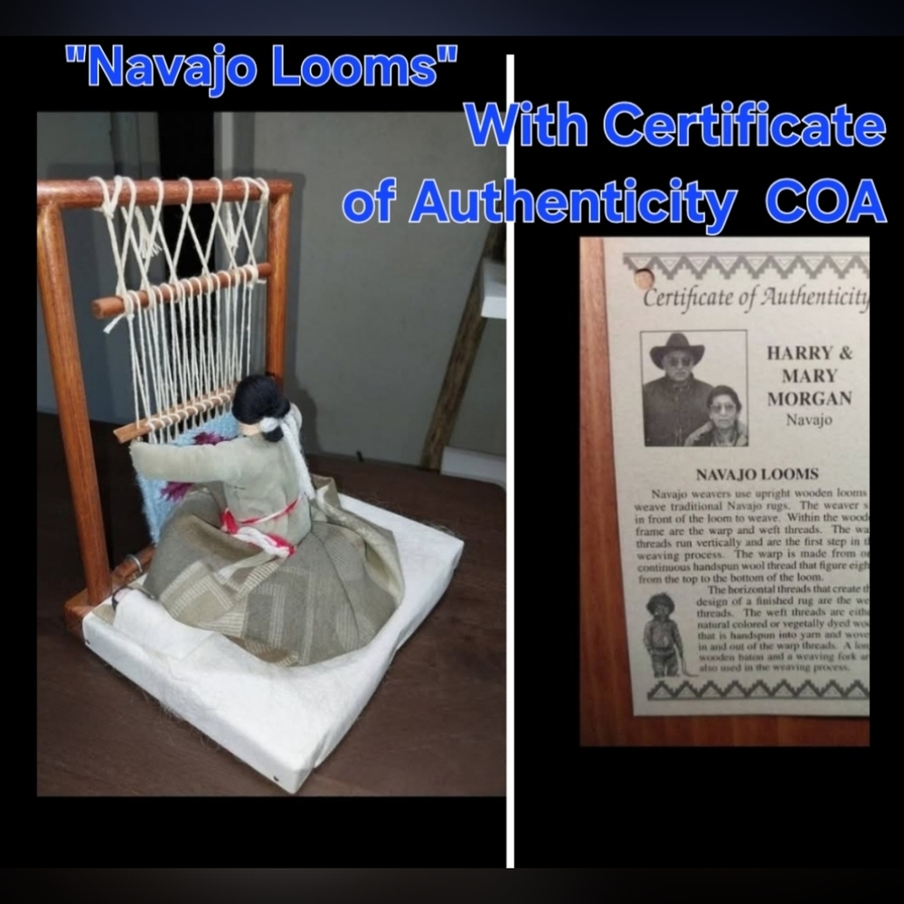 HOLD Vtg Navajo Weaving Loom Reinactment Art With COA Authentic